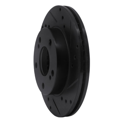R1 Concepts R1 96-98 Nissan 240SX Front Right Drilled & Slotted Black Brake Rotor