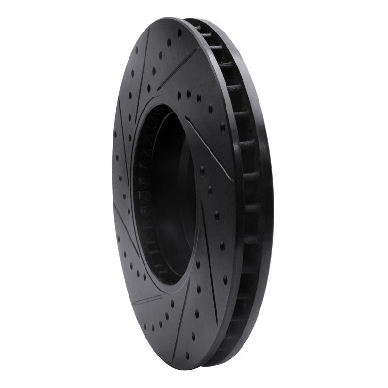 R1 Concepts R1 95-01 BMW 750IL Front Right Drilled & Slotted Black Brake Rotor