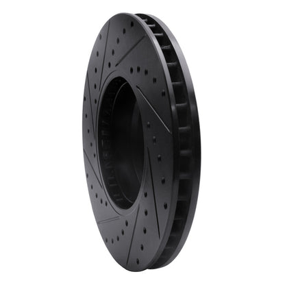 R1 Concepts R1 95-01 BMW 750IL Front Right Drilled & Slotted Black Brake Rotor