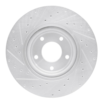 R1 Concepts R1 98-06 Jaguar XJR Front Right Drilled & Slotted Silver Brake Rotor