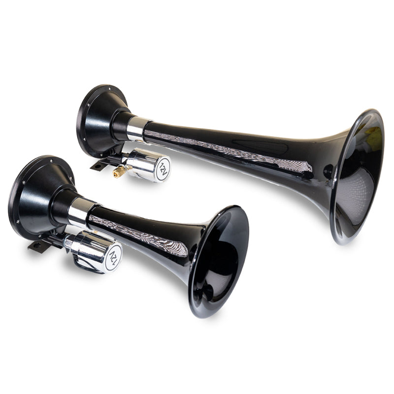 Kleinn Air Horns Kleinn Black Dual Horn/ 13In/8In - High Impact ABS Trumpet/ Zinc Alloy Base