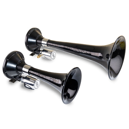 Kleinn Air Horns Kleinn Black Dual Horn/ 13In/8In - High Impact ABS Trumpet/ Zinc Alloy Base