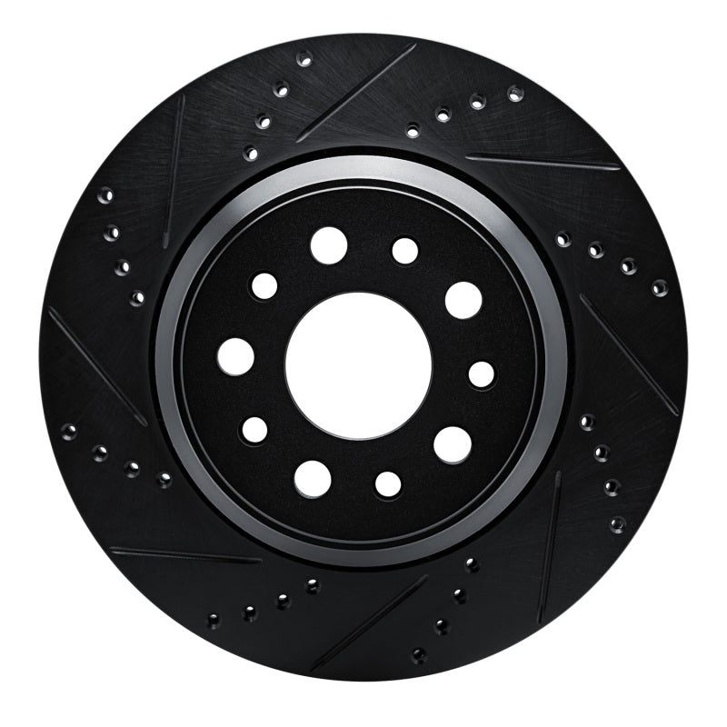 R1 Concepts R1 14-16 Maserati Ghibli Rear Left Drilled & Slotted Black Brake Rotor