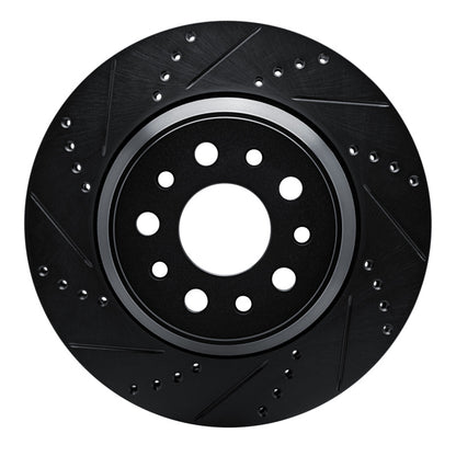 R1 Concepts R1 14-16 Maserati Ghibli Rear Left Drilled & Slotted Black Brake Rotor