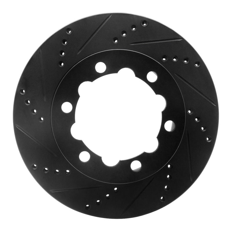 R1 Concepts R1 06-25 American Coach Patriot Rear Left Drilled & Slotted Black Brake Rotor