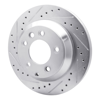 R1 Concepts R1 03-18 Audi Q7 Rear Left Drilled & Slotted Silver Brake Rotor