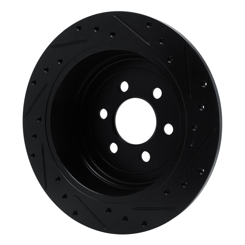 R1 Concepts R1 03-04 Dodge Dakota 4WD Rear Left Drilled & Slotted Black Brake Rotor