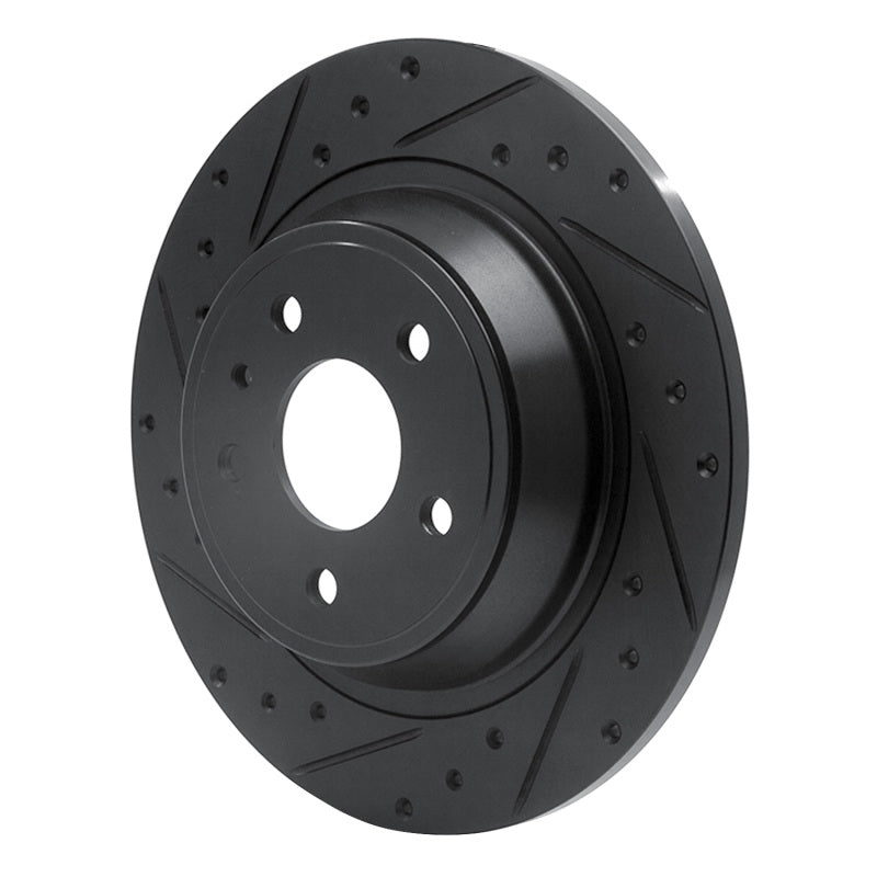 R1 Concepts R1 13-20 Ford Fusion Rear Left Drilled & Slotted Black Brake Rotor