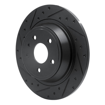 R1 Concepts R1 13-20 Ford Fusion Rear Left Drilled & Slotted Black Brake Rotor