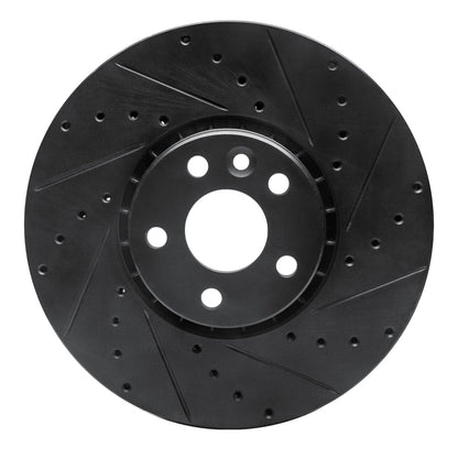 R1 Concepts R1 10-16 Volvo XC60 Front Right Drilled & Slotted Black Brake Rotor