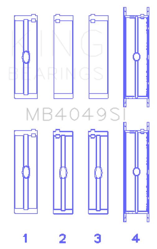 King Engine Bearings Opel C25Xa/X25Xa (Size +0.75mm) Main Bearing Set