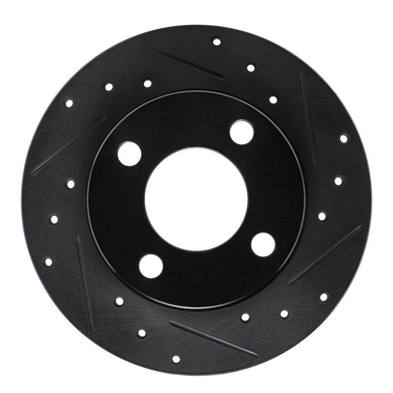 R1 Concepts R1 89-91 Audi 100 Quattro Rear Right Drilled & Slotted Black Brake Rotor