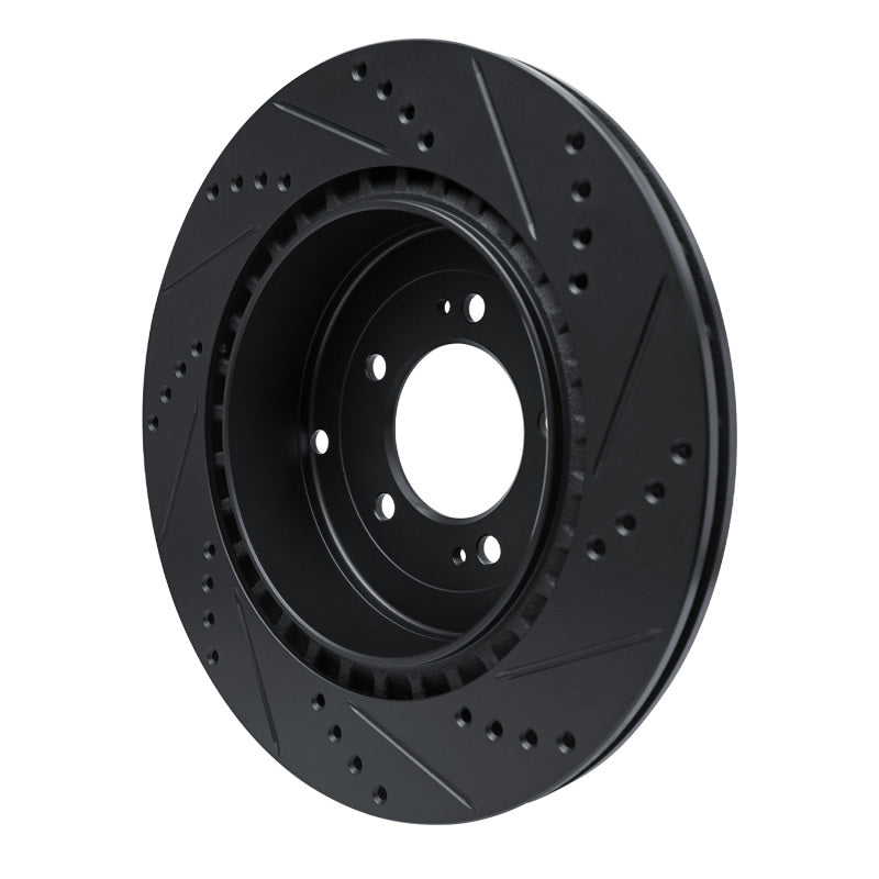 R1 Concepts R1 08-15 Mitsubishi Lancer Rear Left Drilled & Slotted Black Brake Rotor