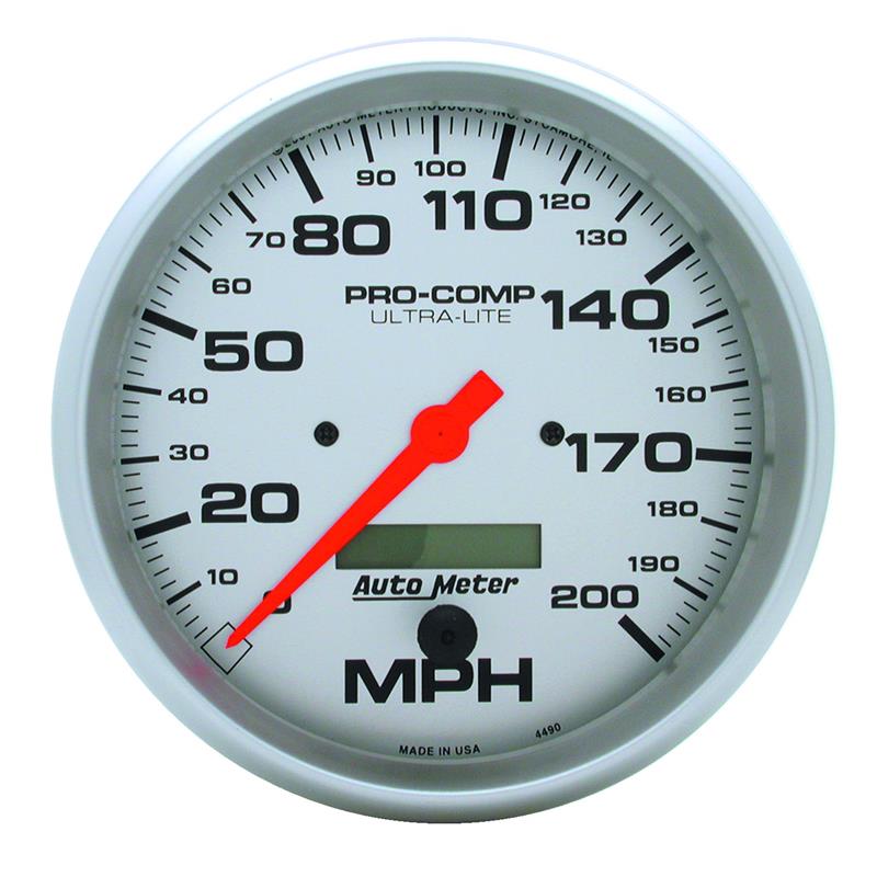 Autometer Speedometer 5in - 200 MPH Electric Program w/ LCD Odometer Ultra- Lite