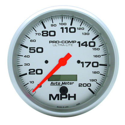 Autometer Speedometer 5in - 200 MPH Electric Program w/ LCD Odometer Ultra- Lite