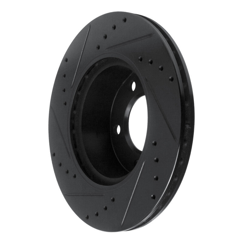 R1 Concepts R1 05-07 BMW 120i (Mexico) Front Right Drilled & Slotted Black Brake Rotor