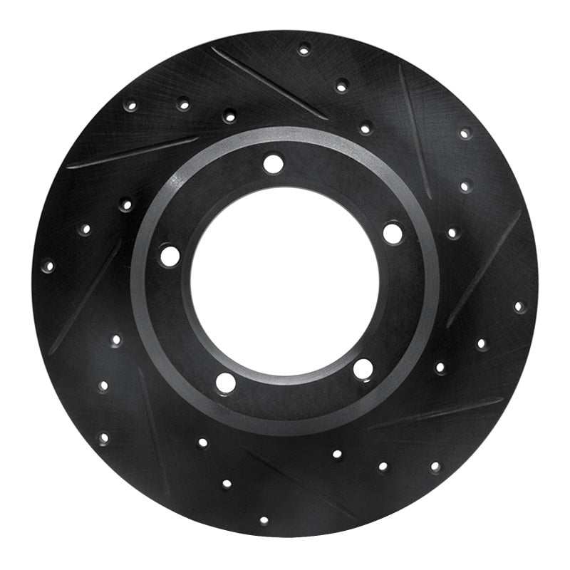 R1 Concepts R1 74-99 Land Rover Defender 110 Front Right Drilled & Slotted Black Brake Rotor