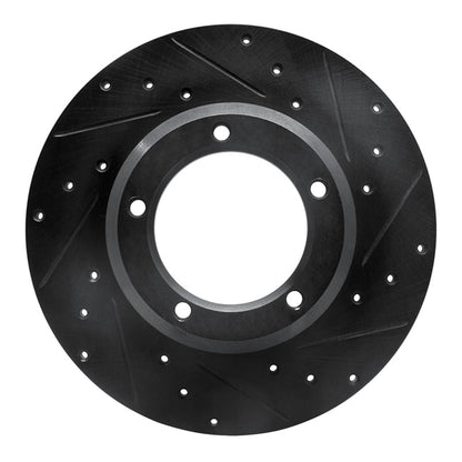R1 Concepts R1 74-99 Land Rover Defender 110 Front Right Drilled & Slotted Black Brake Rotor