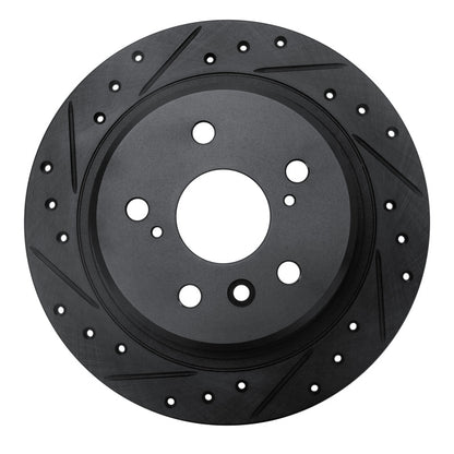 R1 Concepts R1 95-99 Toyota AVALON Rear Left Drilled & Slotted Black Brake Rotor