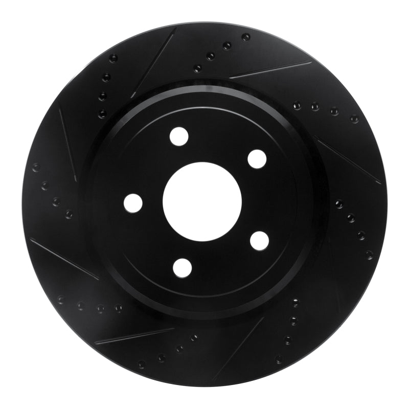 R1 Concepts R1 2012-2025 Dodge Durango Rear Left Drilled & Slotted Black Brake Rotor