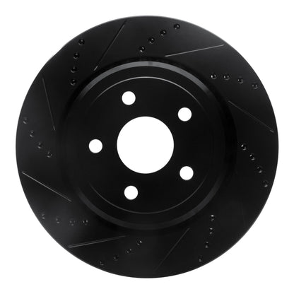 R1 Concepts R1 2012-2025 Dodge Durango Rear Left Drilled & Slotted Black Brake Rotor