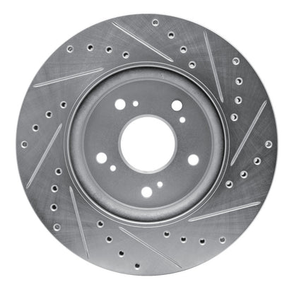 R1 Concepts R1 07-16 Acura RDX Front Left Drilled & Slotted Silver Brake Rotor
