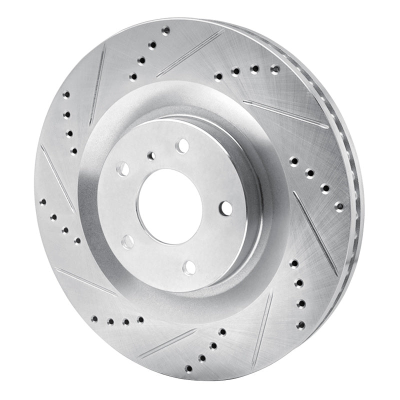 R1 Concepts R1 19-24 Infiniti QX55 Front Left Drilled & Slotted Silver Brake Rotor