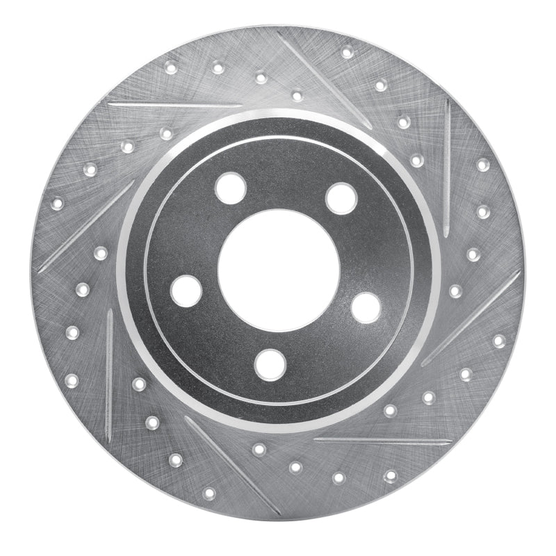 R1 Concepts R1 2005-2023 Chrysler 300 Rear Right Drilled & Slotted Silver Brake Rotor