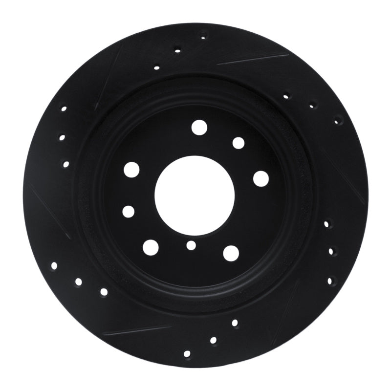 R1 Concepts R1 86-91 Mazda RX-7 Rear Right Drilled & Slotted Black Brake Rotor