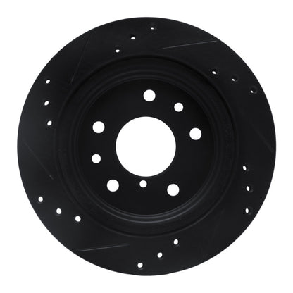 R1 Concepts R1 86-91 Mazda RX-7 Rear Right Drilled & Slotted Black Brake Rotor