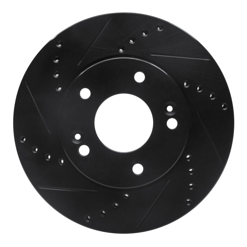 R1 Concepts R1 10-11 Kia Soul Front Left Drilled & Slotted Black Brake Rotor