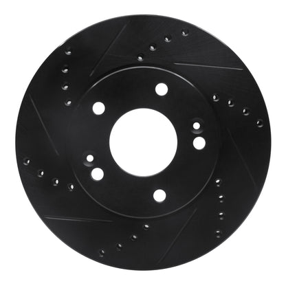 R1 Concepts R1 10-11 Kia Soul Front Left Drilled & Slotted Black Brake Rotor