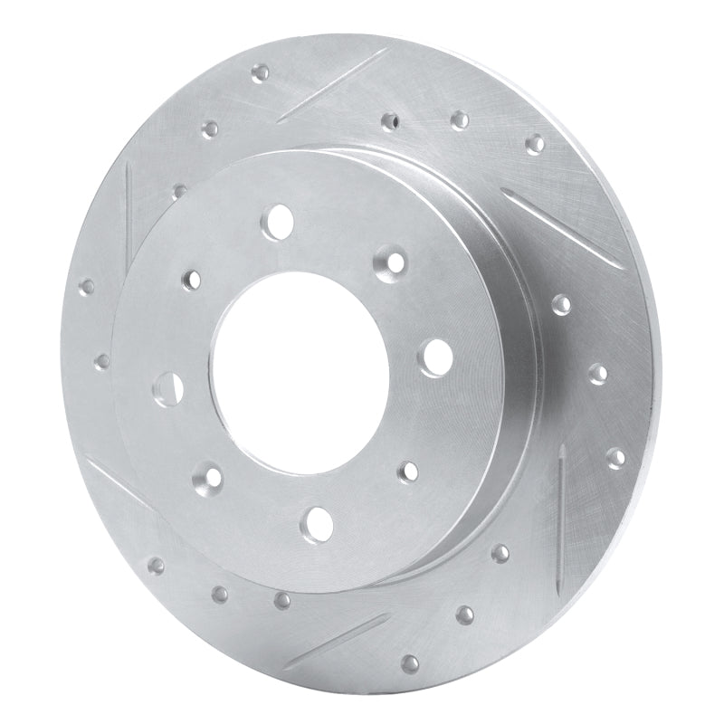 R1 Concepts R1 04-09 Kia Spectra5 Rear Left Drilled & Slotted Silver Brake Rotor