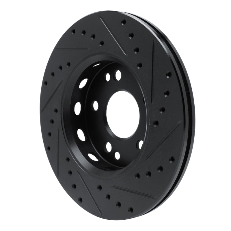 R1 Concepts R1 90-92 Mercedes-Benz 300TE Front Left Drilled & Slotted Black Brake Rotor