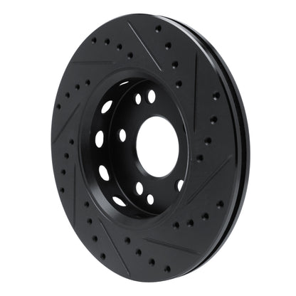 R1 Concepts R1 90-92 Mercedes-Benz 300TE Front Left Drilled & Slotted Black Brake Rotor