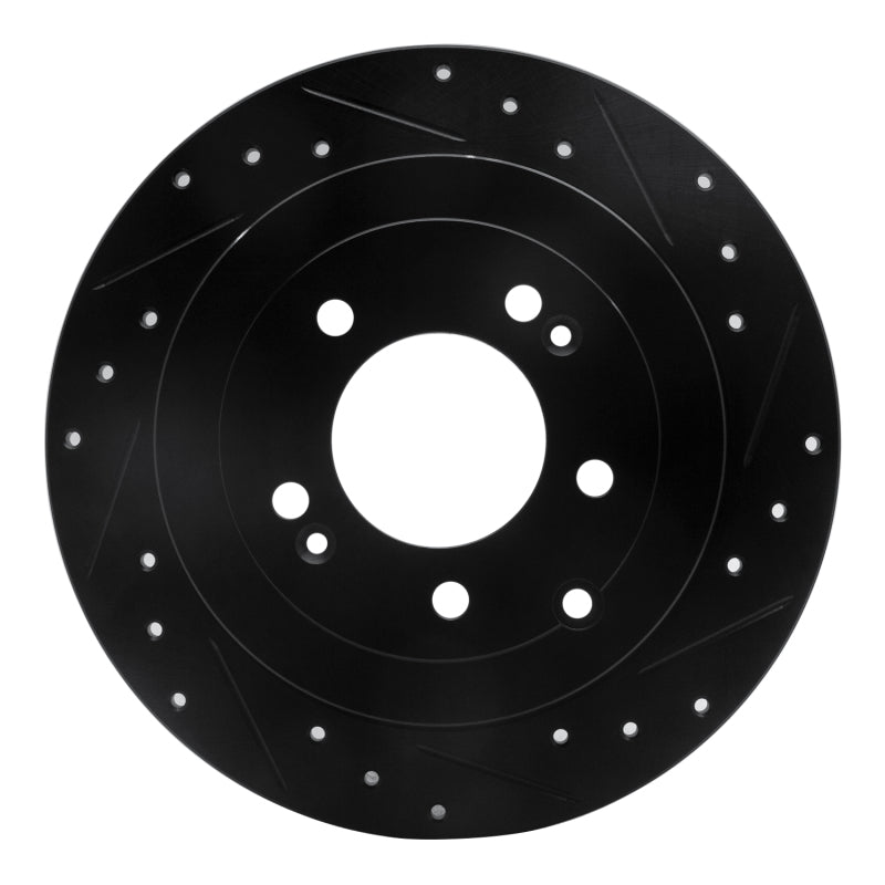 R1 Concepts R1 16-22 Hyundai Tucson Rear Right Drilled & Slotted Black Brake Rotor