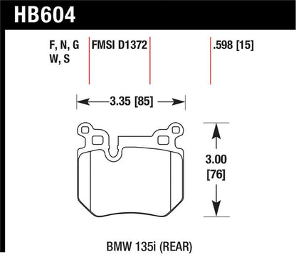 Hawk Performance Hawk BMW 135i HP+ Street Rear Brake Pads