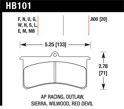 Hawk Performance Hawk Blue 9012 Wilwood SL/AP Racing/Outlaw 20mm Race Brake Pads