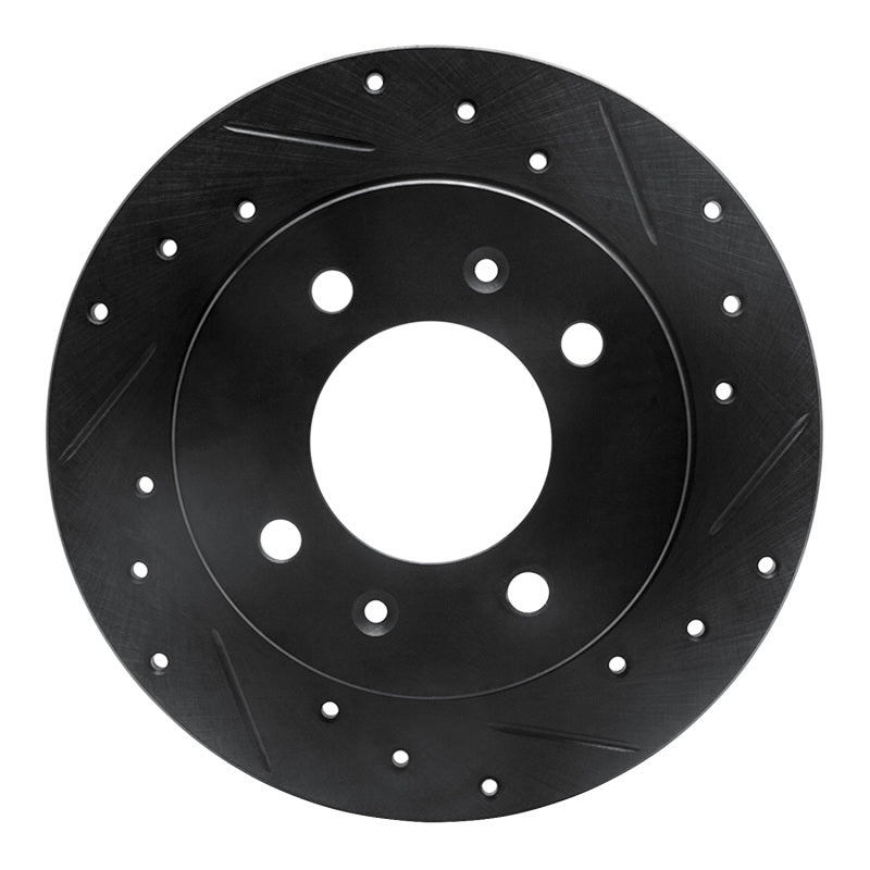 R1 Concepts R1 97-06 Hyundai Tiburon Rear Right Drilled & Slotted Black Brake Rotor