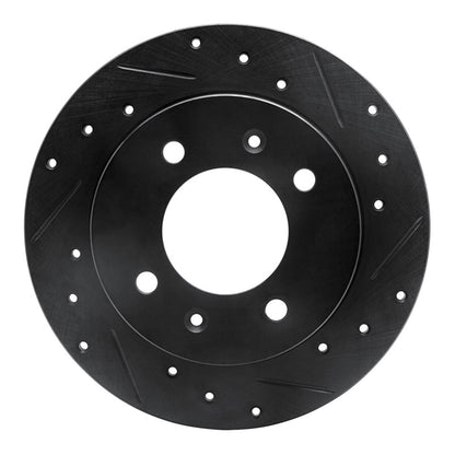 R1 Concepts R1 97-06 Hyundai Tiburon Rear Right Drilled & Slotted Black Brake Rotor