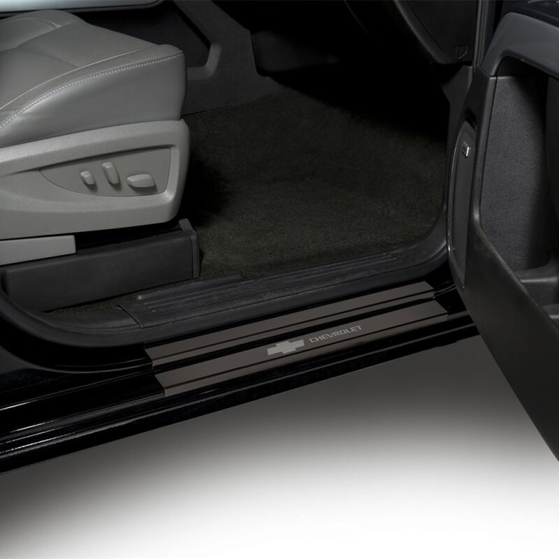 Putco 2020 Chevy Silv LD/HD Double/Regular Cab w/ Bow Tie Etching (2pcs) Black Platinum Door Sills