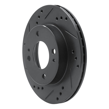 R1 Concepts R1 14-15 Mitsubishi Mirage Front Left Drilled & Slotted Black Brake Rotor