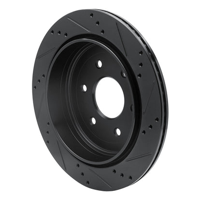 R1 Concepts R1 10-24 Infiniti QX56 Rear Left Drilled & Slotted Black Brake Rotor