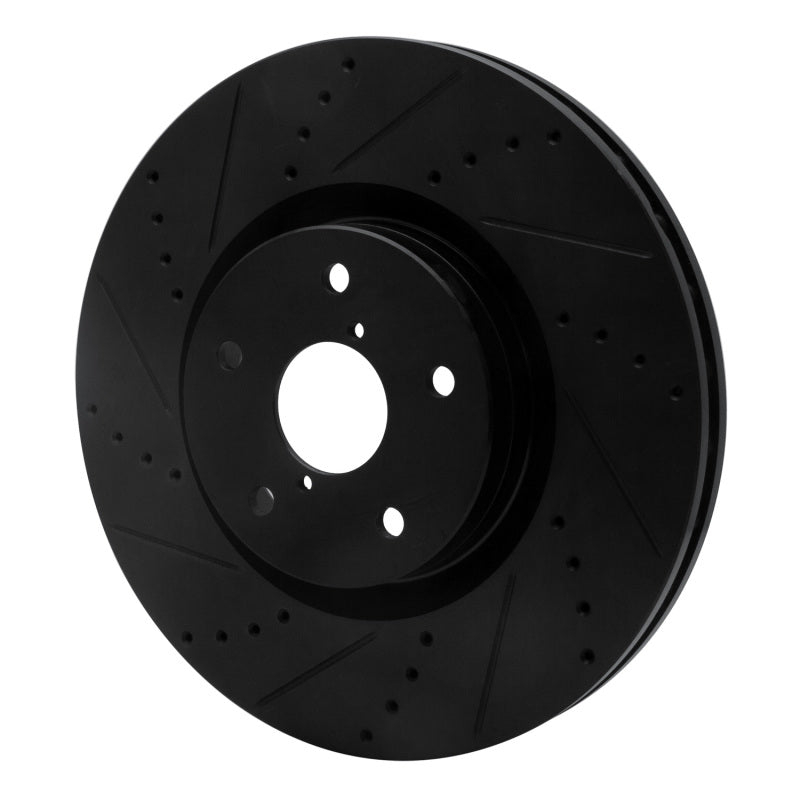 R1 Concepts R1 05-17 Subaru WRX STI Front Left Drilled & Slotted Black Brake Rotor