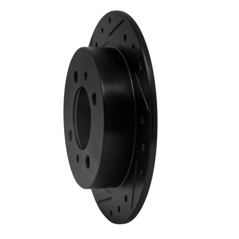 R1 Concepts R1 91-06 Nissan NX Rear Left Drilled & Slotted Black Brake Rotor