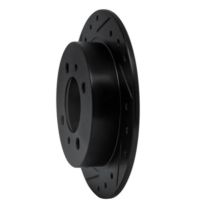 R1 Concepts R1 91-06 Nissan NX Rear Left Drilled & Slotted Black Brake Rotor