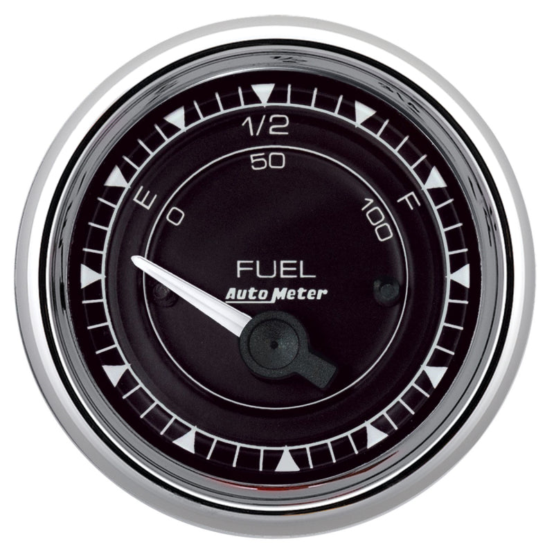 AutoMeter Chrono 2-1/16in 0E 240E-33F Ohm Electric Fuel Level Gauge - Chrome
