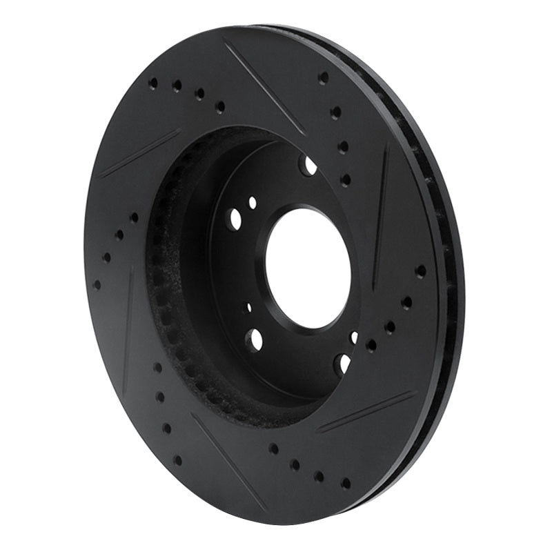 R1 Concepts R1 12-15 Acura ILX Front Left Drilled & Slotted Black Brake Rotor