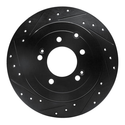 R1 Concepts R1 16-22 Hyundai Tucson Rear Left Drilled & Slotted Black Brake Rotor