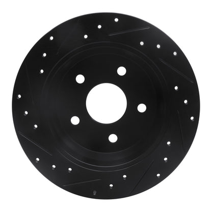R1 Concepts R1 99-04 Jeep Grand Cherokee Rear Right Drilled & Slotted Black Brake Rotor